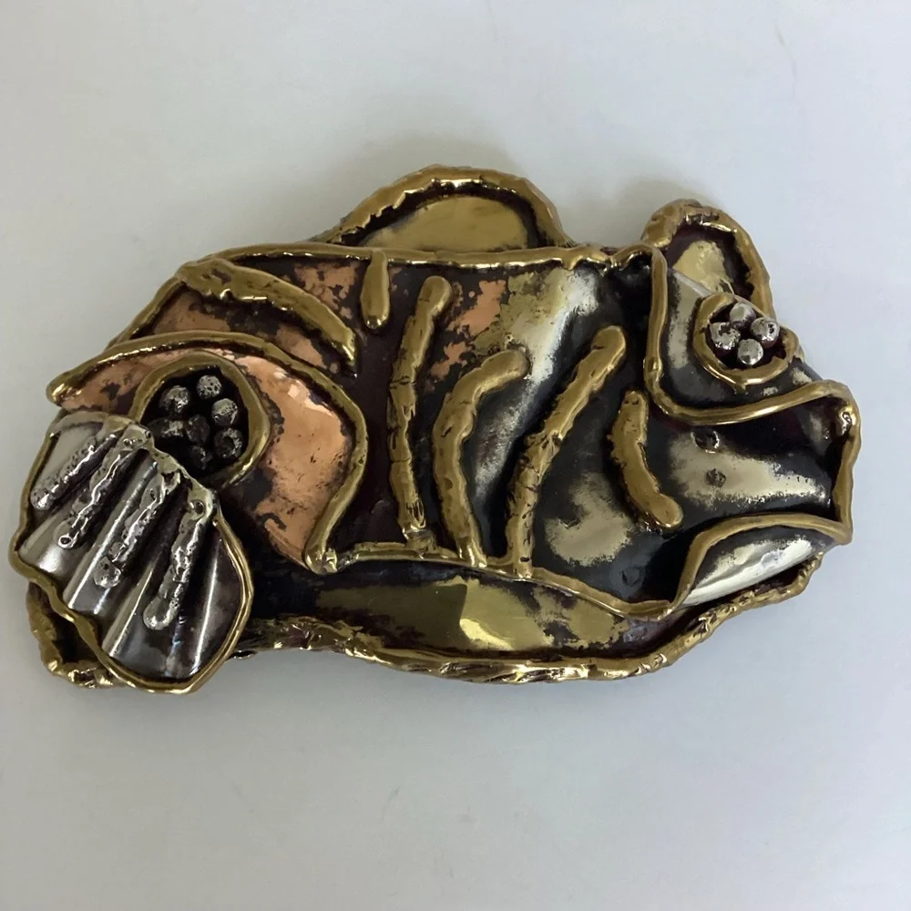 Luciano Vintage Modernist Brutalist Mixed Metal Belt Buckle Abstract